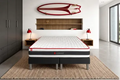 Ensemble Matelas Sommier 160x200 cm - 2 Sommiers Noir - Energy