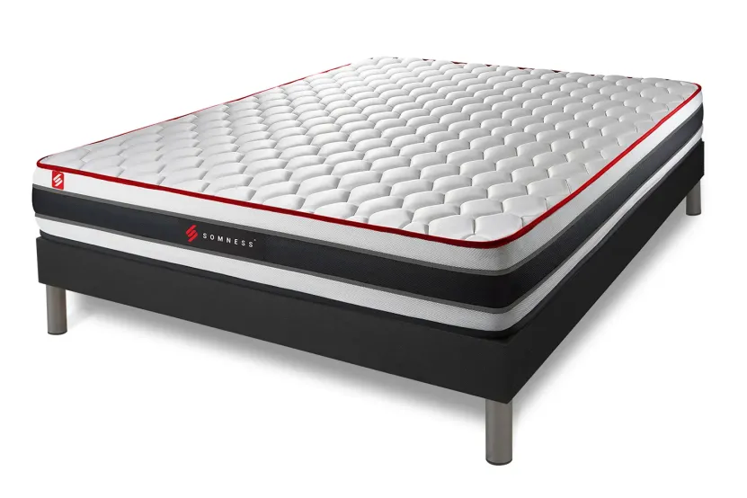 Ensemble Matelas Sommier 140x190 cm - Sommier Noir (en kit) - Energy