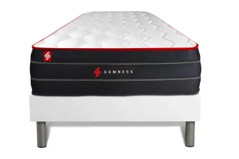 Ensemble Matelas Sommier 90x200 cm - Sommier Blanc (déjà monté) - Boost