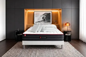Pack lit complet 160x200 cm - Matelas + Sommier Blanc + 2 oreillers + Couette - Boost