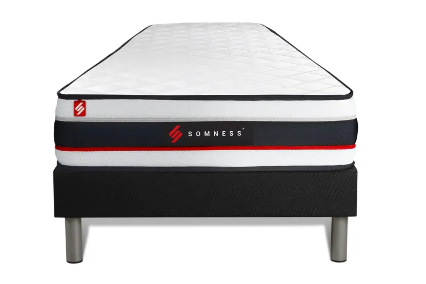 Ensemble Matelas Sommier 90x200 cm - Sommier Noir (déjà monté) - Form