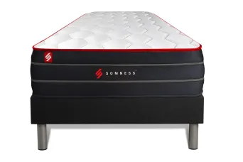 Ensemble Matelas Sommier 90x190 cm - Sommier Noir (déjà monté) - Boost