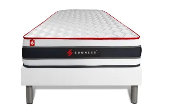 Ensemble Matelas Sommier 90x190 cm - Sommier Blanc (déjà monté) - Energy