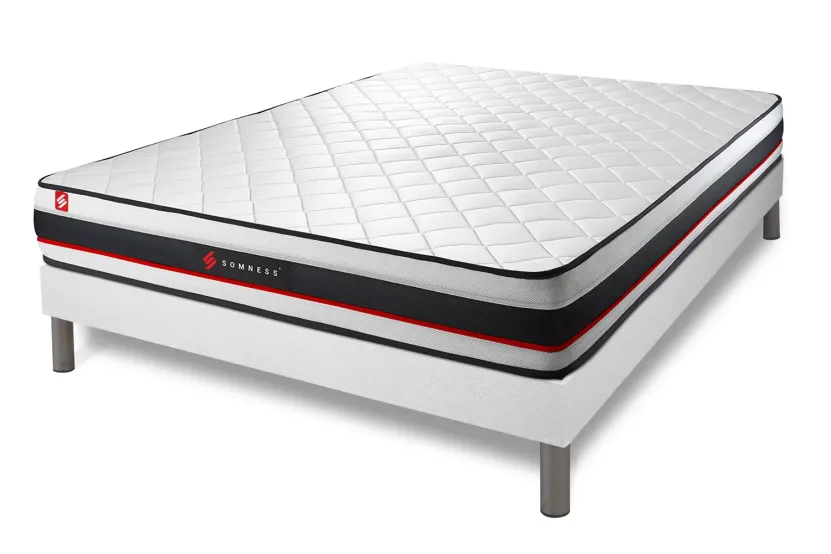 Ensemble Matelas Sommier 200x200 cm - Sommier Blanc (en kit) - Form