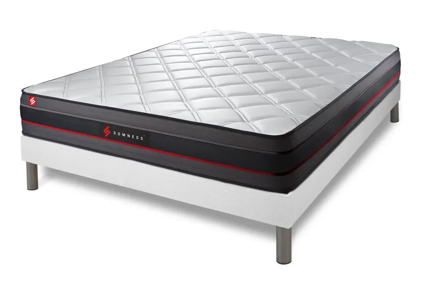 Ensemble Matelas Sommier 160x200 cm - Sommier Blanc (en kit) - Regen