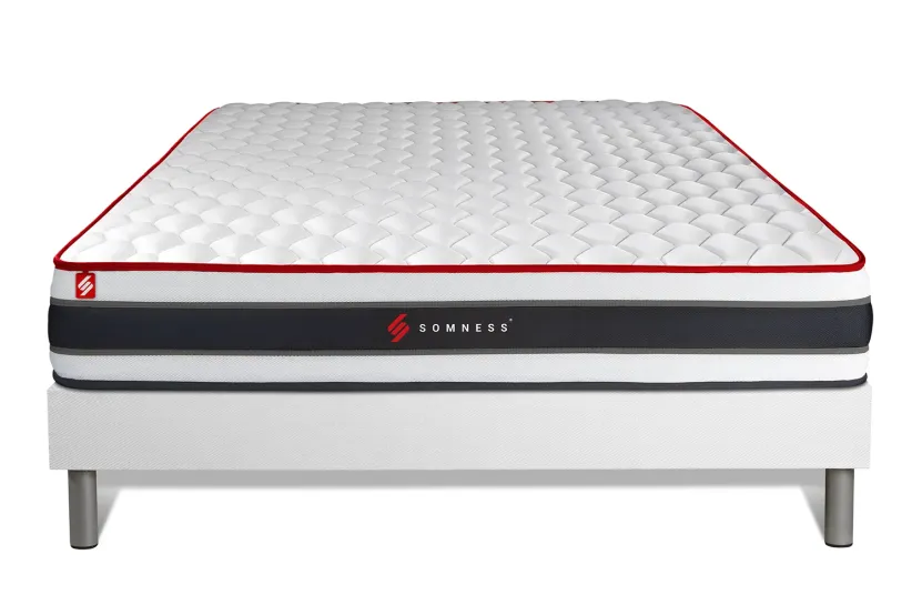 Ensemble Matelas Sommier 160x200 cm - Sommier Blanc (déjà monté) - Energy