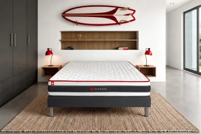 Ensemble Matelas Sommier 160x200 cm - Sommier Noir (en kit) - Energy