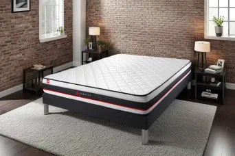 Ensemble Matelas Sommier 140x200 cm - Sommier Noir (en kit) - Form