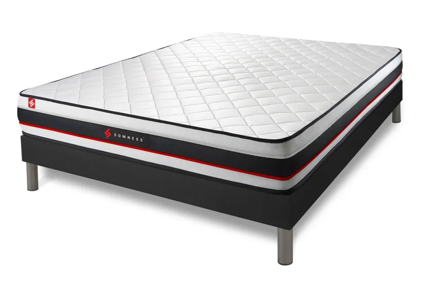 Ensemble Matelas Sommier 140x200 cm - Sommier Noir (déjà monté) - Form