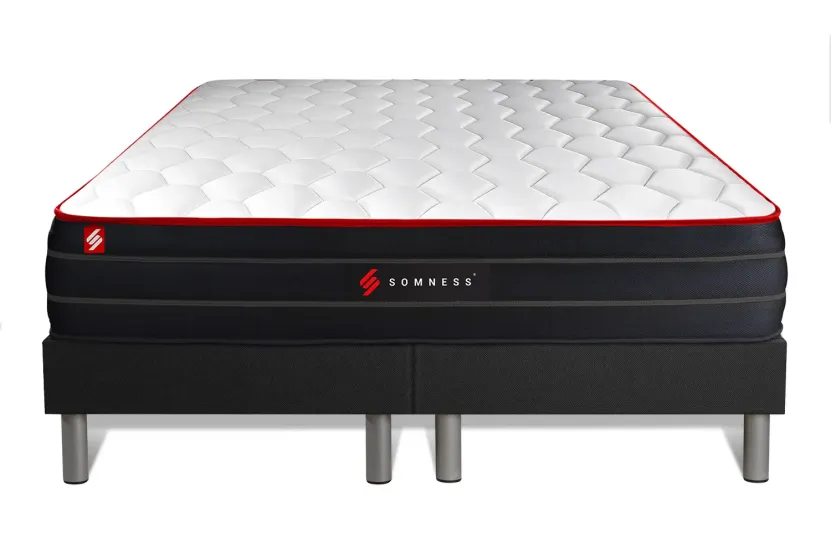 Ensemble Matelas Sommier 180x200 cm - 2 Sommiers Noir - Boost