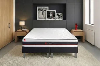Ensemble Matelas Sommier 160x200 cm - 2 Sommiers Noir - Form