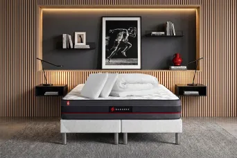 Pack lit complet 160x200 cm - Matelas + 2 Sommiers Blancs + 2 oreillers + Couette - Regen