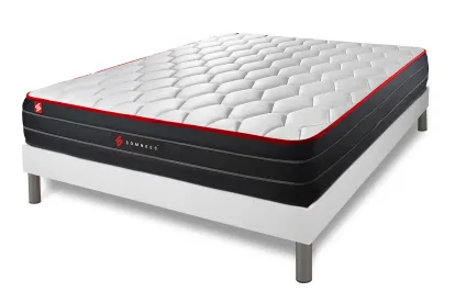 Pack lit complet 140x190 cm - Matelas + Sommier Blanc + 2 oreillers + Couette - Boost