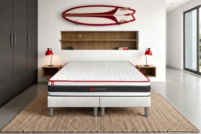 Ensemble Matelas Sommier 180x200 cm - 2 Sommiers Blanc - Energy