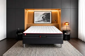 Ensemble Matelas Sommier 140x190 cm - Sommier Noir (déjà monté) - Boost