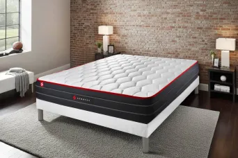 Ensemble Matelas Sommier 140x200 cm - Sommier Blanc (déjà monté) - Boost