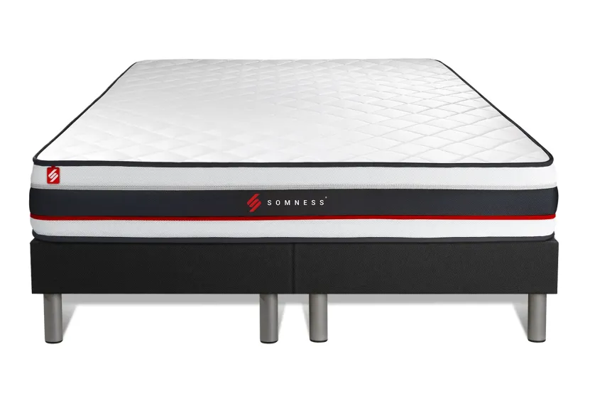 Ensemble Matelas Sommier 200x200 cm - 2 Sommiers Noir - Form