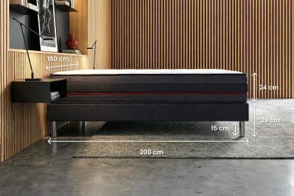 Ensemble Matelas Sommier 180x200 cm - Sommier Noir (en kit) - Regen