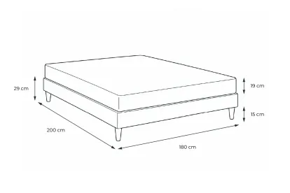 Pack lit complet 180x200 cm - Matelas + Sommier Noir (en kit) + 2 oreillers + Couette - Form