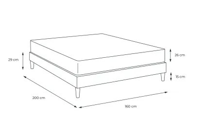 Pack lit complet 160x200 cm - Matelas + Sommier Noir + 2 oreillers + Couette - Boost
