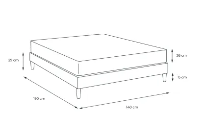 Pack lit complet 140x190 cm - Matelas + Sommier Blanc + 2 oreillers + Couette - Boost