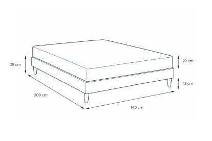 Ensemble Matelas Sommier 140x200 cm - Sommier Noir (déjà monté) - Energy