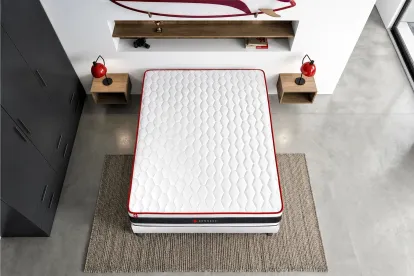 Pack lit complet 140x190 cm - Matelas + Sommier Blanc (en kit) + 2 oreillers + Couette - Energy